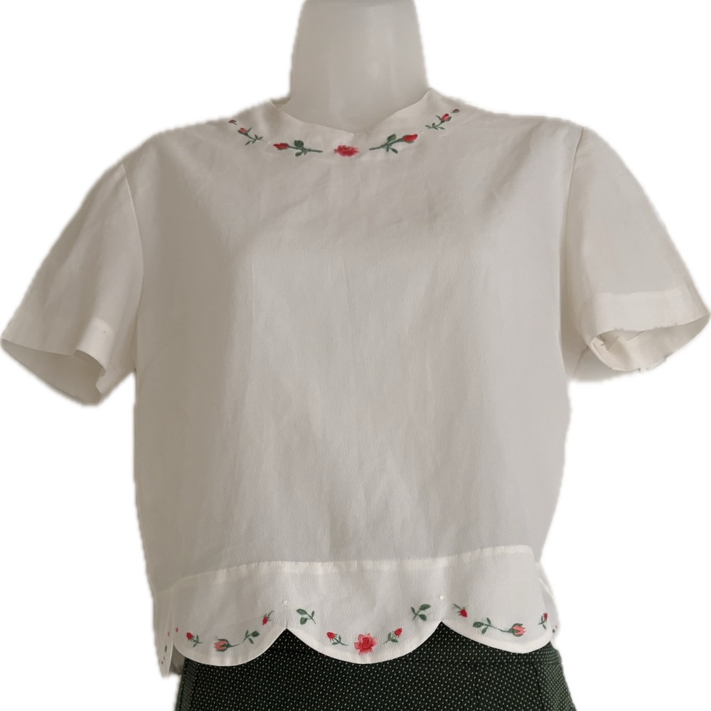 SOLD True vintage 1960s/1970s off white embroidered blouse
